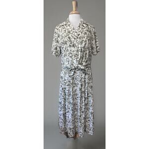 90s JH Collectibles 2pc Set Blouse Pleated Skirt Taupe Floral Silky Polyester 12